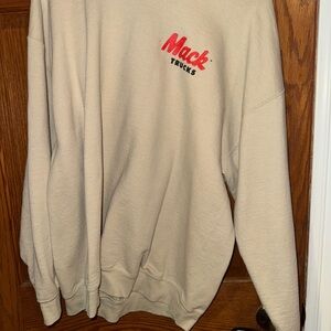 Mack Trucks Cream Crewneck Sweatshirt with Red Logo